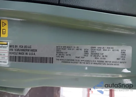 2024 Jeep Wrangler 4Xe Sport S 4Xe z USA, uszkodzony, nr VIN 1C4RJXN62RW146534